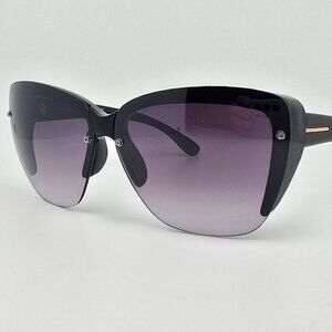 Tahari TH705 Black Frame Grey Gradient Lens Oversized Cat Eye Sunglasses 65mm